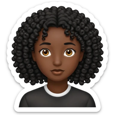 black soft tone of skin, curly black hair, brown eyes sticker