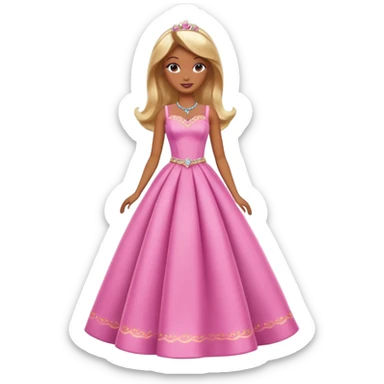 Brown skin blonde hair barbie princess with long dress   sticker