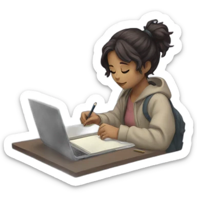 Lo-fi girl studing sticker