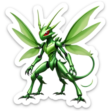  Cool Edgy Shiny Futuristic Ethereal Legendary Scizor-Scyther-Digimon-hybrid full body  sticker
