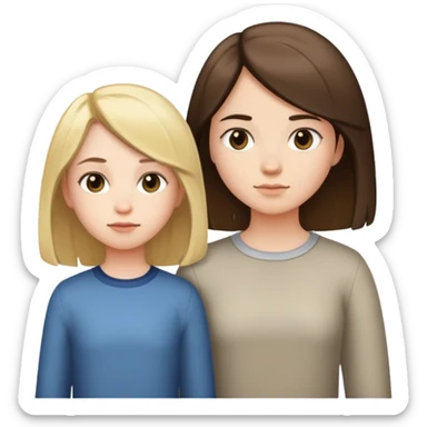 A girl with long hair and a girl with short hair stand side by side sticker