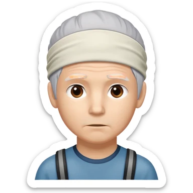 young climber man with white/grey hair and headband sticker