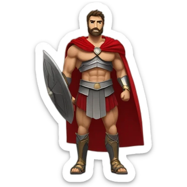 The Spartan Leonidas. Muscly physique. Wearing a red cape. Masculin.  sticker