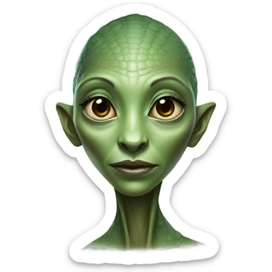 a Reptilian alien woman, full body sticker