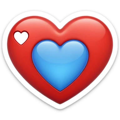 a heart made of the two colors red and blue sticker