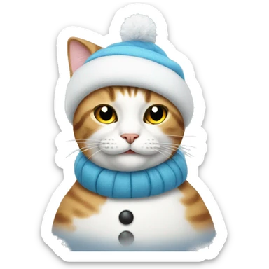 Cat wearing a snowman costume sticker