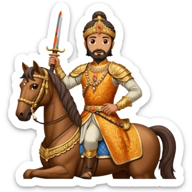 Make a emoji of Chatrapati Shivaji Maharaj in hand must have sward and horse face must be similar to shivaji maharaj  sticker