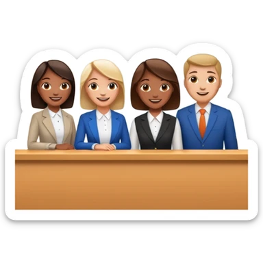 some people standing at near hotel reception sticker