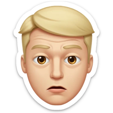 A male squinting his eyes but the mouth is blowing out sticker