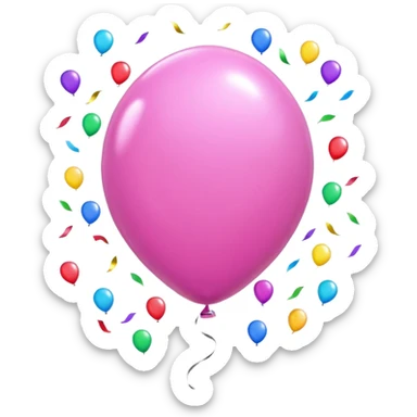 a pink balloon, confetti sticker