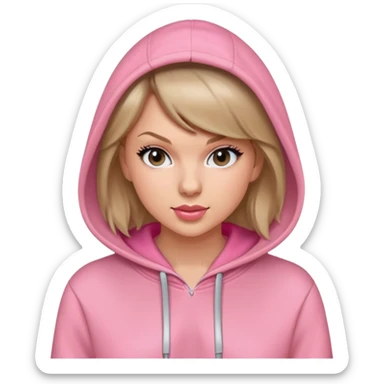 Taylor swift wearing a pink hoodie  sticker