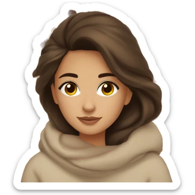 Brunette girl cozy autumn vibe sticker