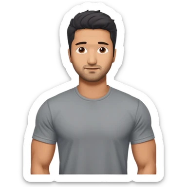 ipretty bratz emoji of vicky kaushal wearing a grey tee, muscular sticker