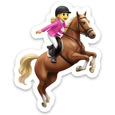 Girl wearing pink equestrian clothes on a horse jumping sticker