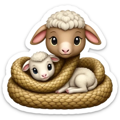 Baby snake and baby lamb cuddle  sticker