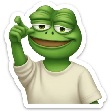 Pepe the frog in full growth points with his finger sticker