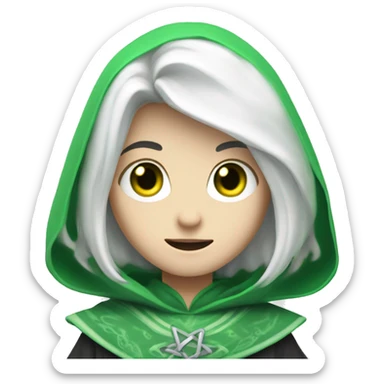 teenage white-skinned wizard with black hair green eyes in green disgue sticker