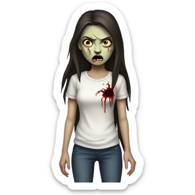 Brunette zombie girl in horror zombie  sticker