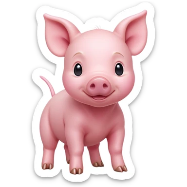 cinematic-[realistic piglet]-realistic-full-body-standing-emoji,-tail-flicking-lazily,-head-tilted-dramatically,-sleek-[pink]-skin,-simplified-yet-realistic-focused-features,-highly-detailed,-glowing-with-an-almost-sarcastic-glow sticker