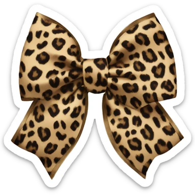 Leopard print satin bow sticker