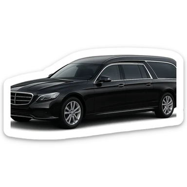 a cool hearse car, sleek and stylish, with dark tinted windows and chrome details sticker