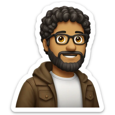 chico joven canoso con pelo corto, ojos color marron, barba corta y gafas de pasta negra sticker