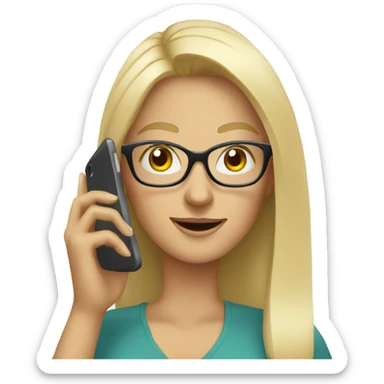 Blonde woman wearing glasses calling on cell phone sticker