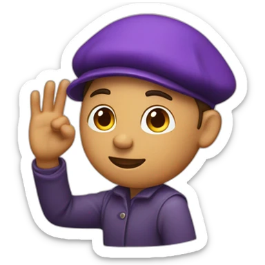 AN ARTIST IN A PURPLE BERET WAVES HIS HAND sticker