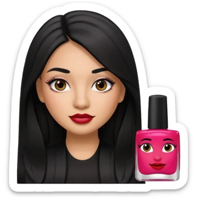 latina girl with straight long hair thats black memoji with nail no lipstick thats a baddie with lashes sticker