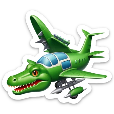 Un cocodrilo transformado en avión sticker