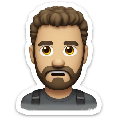 angry man head, scruffy brown short hair, beard sticker