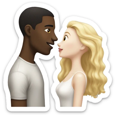 A blonde girl with pale skin kisses a light-skinned black guy with dark hair sticker