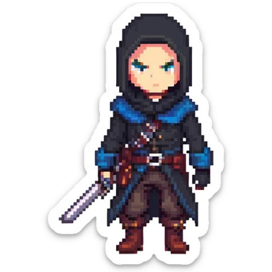 mysterious assassin character with dark clothing sticker