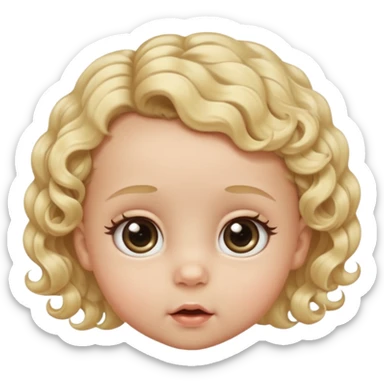 The head of a cherubic infant baby with a single curl tuff of hair and big dreamy eyes and extra long eyelashes sticker