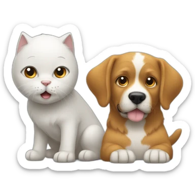 Un chat et un chien qui se serre la patte sticker
