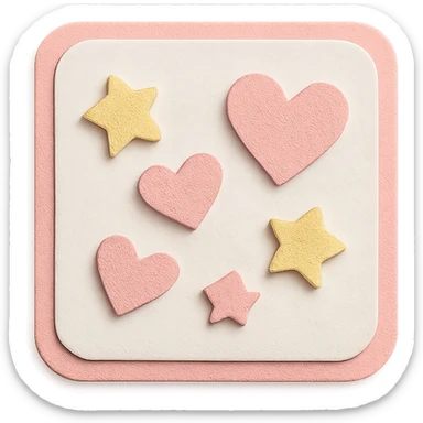 soft pastel kawaii mini heart and star scatter icons with a pink border sticker