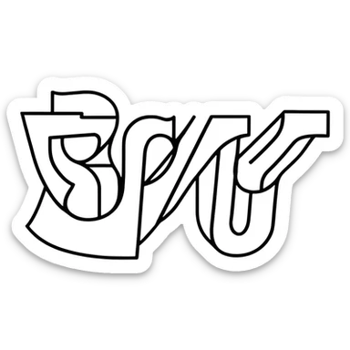 connected flowing BLK letters where all letters are joined together in one continuous design sticker