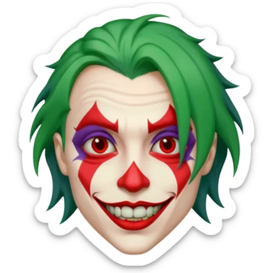 crazy colorful human jolly joker, head only sticker