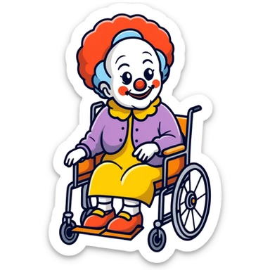Old lady clownin wheelchair sticker