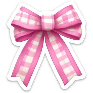 white pink plaid bow ribbon sticker