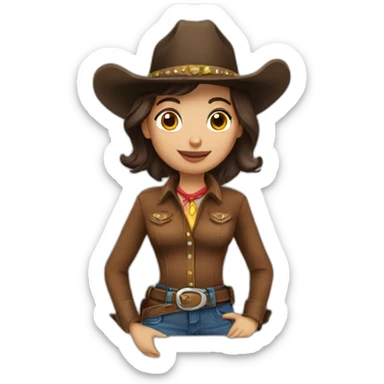 Brunette cowgirl sticker