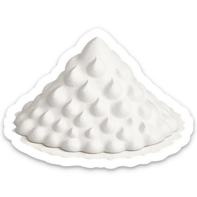 heap of baking powder, fine white, fluffy and dry, uneven surface, a few scattered specks, 3D clean style, no faces or extra elements, transparent background, optimized for emoji size sticker