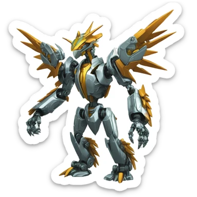 futuristic mechanical spiky Medabot-raptor-dragon-Bionicle-mecha full body sticker