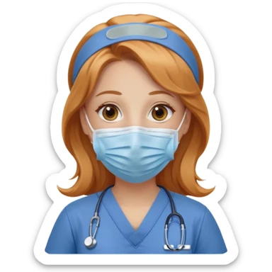 nurse with long strawberry blonde hair with brown eyes sticker