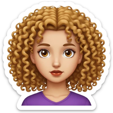 Curly hair girl with eyebrow slit sticker