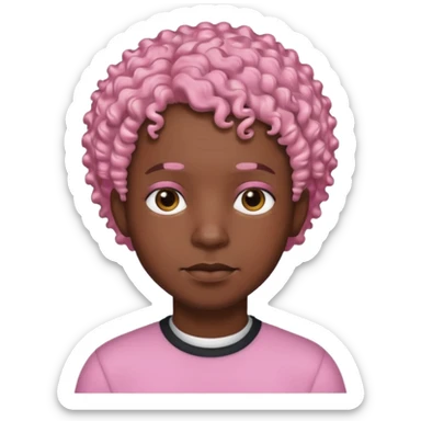 black man w,th pink short curly hair sticker