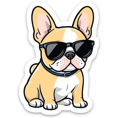 French bulldog with sunglasses sticker