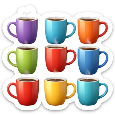 colorful mugs hot drink sticker