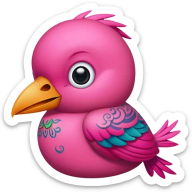 pink bird with piercings and tattooes sticker