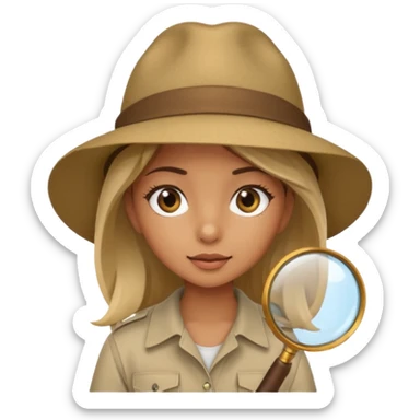 a girl with jungle and magnifying glass sticker
